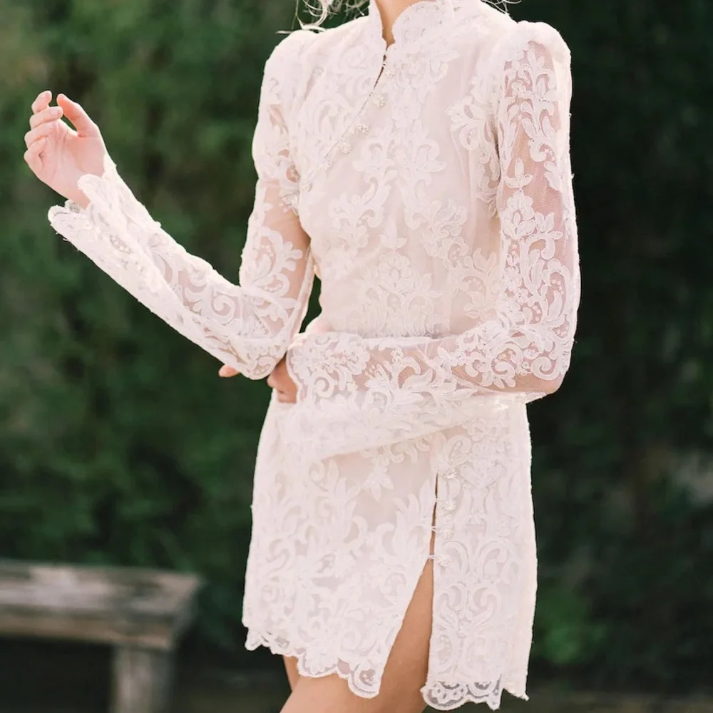 knee length dresses for ladies La Femme 32011 Lace Hot Stone Evening Dress – Mydressline main image 1